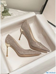 OrcaJump - Femme Talons Chaussures Formelles Brillantes Strass Stiletto Pointu Bout Rond Élégant Class Spring Heels, Rubber Heels, Style Elegant, Stiletto Heel, Womens Heels, Shoes Women Heels, Stiletto Heels, Champagne, Heel Height