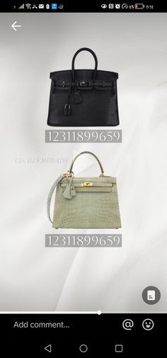 two different types of purses are shown on the screen