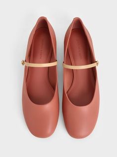 Pink Round-Toe Mary Janes | CHARLES & KEITH 2024 Style, Pink Round, Pu Heels, 2 Step, Charles Keith, Mary Jane Flats, Low Block Heels, Carrie Bradshaw, Pretty Shoes