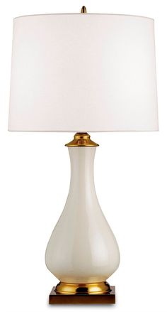 Currey and Company - 6425 - One Light Table Lamp - Lynton - Cream Crackle/Brass Cream Table Lamps, Cream Table, Shade House, Tall Lamps, Porcelain Lamp, Cfl Bulbs, Antique Hardware, Transitional Decor, Unique Lamps