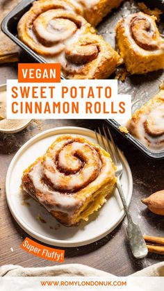 vegan sweet potato cinnamon rolls on a plate