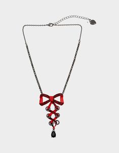 RED BOWS BOW CORSET PENDANT RED - JEWELRY - Betsey Johnson Bow Corset, Coquette Jewelry, Sublimation Ideas Projects Inspiration, Sublimation Ideas, Rhinestone Chain, Bow Necklace, Unique Wedding Gifts, Betsey Johnson Jewelry, Blue Jewelry