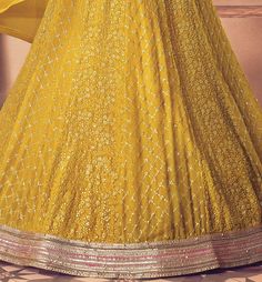 Saffron Yellow Designer Embroidered Wedding Anarkali Suit-Saira's Boutique Gold Anarkali Floor-length Churidar, Gold Anarkali Churidar Floor-length, Floor-length Anarkali Set With Intricate Embroidery For Festivals, Floor-length Cutdana Churidar For Wedding, Gold Floor-length Anarkali Set With Cutdana, Floor-length Anarkali Set With Intricate Embroidery For Navratri, Gold Floor-length Churidar For Navratri, Diwali Floor-length Anarkali Set With Intricate Embroidery, Yellow Anarkali Set For Reception