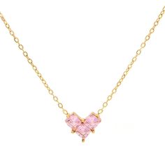 PRICES MAY VARY. Suitable Size: The necklace is about 16 inches long and 1.3mm wide with a 2 inches extender, featuring a 11mm x 8mm heart pendant with three 4mm pink cubic zirconia stones; the necklace for women will comfortably fit all neck sizes Novel Design: The 18K gold-plated pink cubic zirconia heart pendant necklace comes with a stylish atmospheric design; It is perfect to put on everyday and wherever you go High-Quality Material: The attractive 18K shiny necklace is handmade of high-qua Engagement Ring Necklace, Yellow Necklace, Necklace Elegant, Love Pendant, Pink Necklace, Heart Pendant Necklace, Necklace For Women, Heart Pendant, Womens Jewelry Necklace