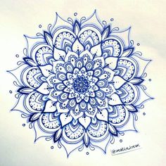 a drawing of a blue and white flower