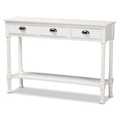 Baxton Studio Garvey French Provincial White Finished Wood 3-Drawer Entryway Console Table FredCo theFredCo Vintage Console Table, White Console Table, Concealed Storage, Metal Console Table, Entryway Console Table, Entryway Console, Baxton Studio, Practical Storage, Low Shelves