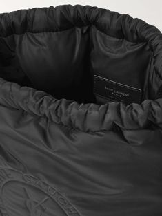 Shop SAINT LAURENT Rive Gauche Logo-Debossed Padded Nylon Bucket Bag, Explore the latest in-season SAINT LAURENT collection today on MR PORTER Black Travel Bags With Logo-jacquard Lining, Saint Laurent Collection, Rive Gauche, Black Nylons, Mr Porter, Bucket Bag, Porter, Saint Laurent, Women Wear