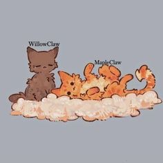 an image of cats and kittens in the clouds with caption below that reads, willow claw maple claw