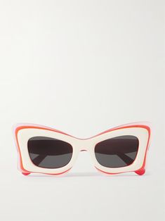 LOEWE EYEWEAR Layered cat-eye acetate sunglasses | NET-A-PORTER White Acetate Cat Eye Sunglasses, White Acetate Sunglasses For Summer, Chic White Cat Eye Sunglasses In Acetate, Designer Acetate Cat Eye Sunglasses, Acetate Sunglasses For Summer Evenings, Summer Evening Sunglasses In Acetate, Chic Polarized Sunglasses In Triacetate, Chic Sunglasses With Polarized Lenses, Chic Multicolor Cat Eye Sunglasses