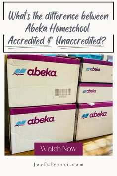 boxes stacked on top of each other with the words what's the difference between albeka homeschool and unacrized?