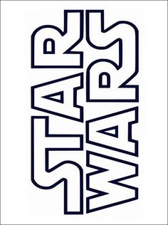 the star wars logo is shown in black and white, with blue letters on it