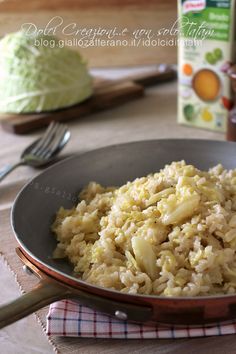 rice in a frying pan on a table