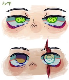 two different colored eyes are shown in this drawing