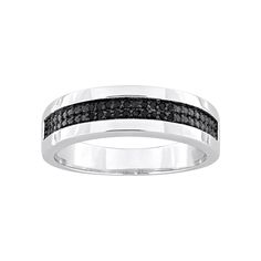 Treat him to a stylish look with this Stella Grace men's sterling silver 1/10 carat T.W. black diamond anniversary ring. Click on this JEWELRY & WATCHES GUIDE to learn about fit, styles, materials and more! Treat him to a stylish look with this Stella Grace men's sterling silver 1/10 carat T.W. black diamond anniversary ring. Click on this JEWELRY & WATCHES GUIDE to learn about fit, styles, materials and more! FEATURES Width: 6 mm Nickel free Metal: sterling silver Plating: rhodium Finish: polished Packaging: boxedDIAMOND DETAILS Total weight: 1/10 ct. Color: black Shape: round brilliant Setting: pave Gemstones may have been treated to enhance their appearance. Special care may be required. Please visit our Gemstone Treatment & Special Care Guide for more information. Diamond weights are a Diamond Anniversary Rings, Diamond Anniversary, Sterling Silver Mens, Men's Jewelry Rings, Anniversary Ring, Pave Diamonds, Anniversary Rings, Rings Statement, Black Diamond