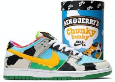 Check out the Nike SB Dunk Low Ben & Jerry's Chunky Dunky (F&F Packaging) available on StockX Chunky Dunky Nike Sb, Chunky Dunks, Nike Sb Dunk Low Chunky, Chunky Dunky, Drawing Shoes, Sneakers Wallpaper, Sb Dunks, Sneakers Box, Blond Amsterdam