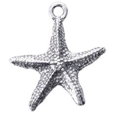 "This sterling silver starfish charm features percise texture that gives it a lifelike appearance, making it ideal for ocean-themed designs. The charm is great for creating a simple earring drop or attached to a bracelet. Specifications: Dimensions : 19.3 x 15mm Fabrication method : Cast Country of origin : United States Metal type : Sterling silver Purity : .925 Ring(s) ID : .070\" (1.8mm) Jewelry Type : Charms Material : Metal" Drop Earrings Simple, 925 Ring, A Bracelet, Argentium Silver, Jewelry Business, Simple Earrings, Rio Grande, Jewellery Display, Jewelry Making Supplies