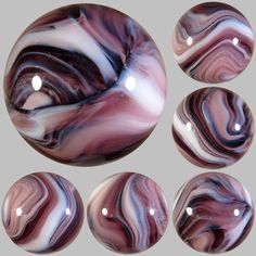 marbles are shown in different colors and shapes