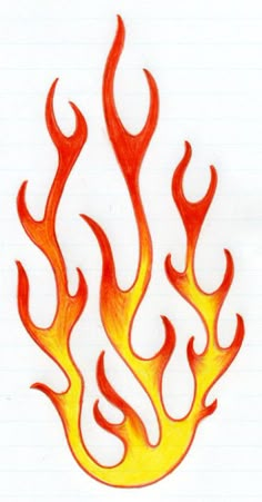 a drawing of fire flames on a sheet of paper