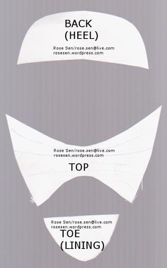 the back and top side of a white paper mask with words above it that read,