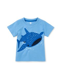 A whale shark--the world's largest fish at over 40 feet!--swims with a small school across the front of this cool cotton tee. Made from 100% soft cotton jersey that keeps its color and styling, wash after wash. Pair with shorts for a zippy summer look. Above thigh length. Inspired by our travels to the Mediterranean. Visit our Global Shop to see more of our favorite styles from around the world. Whale Shark Shirt, Casual Cotton T-shirt With Shark Design, Summer Cotton T-shirt For Ocean Activities, Cotton T-shirt For Summer Ocean Activities, Cotton T-shirt With Shark Design For Summer, Blue Shark Design Crew Neck Top, Blue Shark Design Short Sleeve Tops, Blue Short Sleeve Top With Shark Design, Blue Short Sleeve T-shirt With Shark Design