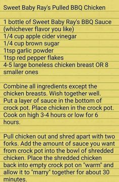 a recipe for baby's pulled bbq chicken