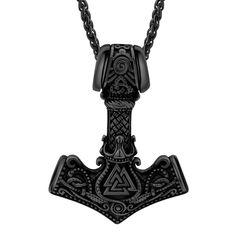 PRICES MAY VARY. Norse Mythology Mjolnir Necklaces: Mjolnir Necklace, In Norse mythology, Mjolnir is the hammer of Thor, the god of thunder, who is associated with the sound of thunder. Mjolnir is depicted in Norse mythology as one of the most fearsome and powerful men in existence Material: 316L Stainless Steel/18K Gold/Black Metal Plated, Long-lasting, No Fade AND Non Tarnish Size: Pendant Length*Width: 4.45cm(1.75)"*3.39cm(1.33"), Thickness: 7.8mm. Weight: 34.51g(Pendant+Chain). Wheat Chain L Viking Necklace Men, Mjolnir Necklace, Valknut Symbol, Hammer Necklace, Sound Of Thunder, Thor's Hammer Necklace, Nordic Vikings, Norse Pagan, Thor's Hammer