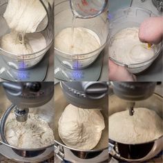 the process for making bread is being made in a blender and then put into a bowl