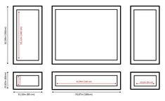 the size and width of an area with four rectangles on each side, including two