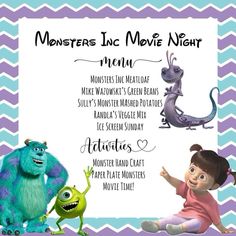 monsters inc movie night menu for kids