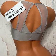 New With Tags Victoria’s Secret Very Sexy Lined Demi Bra Racerback Front Close Strappy Caged Cut Out Open Back Mesh Adjustable V Hardware Logo Plunge Size 34dd 34ddd Price Firm Fitted Nylon Bra With Mesh Back, Stretch Mesh Bra With Mesh Back, Gray Stretch Push-up Bra, Gray Stretch Bra With Medium Bust Support, Fitted Gray Bra With Medium Bust Support, Fitted Gray Push-up Bra, Gray Fitted Push-up Bra, Stretch Backless Bra, Victoria's Secret Stretch Bra For Night Out