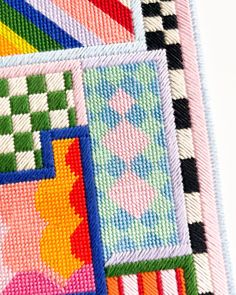 a close up view of some colorful squares