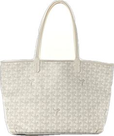 White Designer Bag With Canvas Lining, Designer White Bag With Canvas Lining, Designer White Bags With Canvas Lining, White Monogram Canvas Bag With Leather Trim, White Monogram Canvas Bags With Leather Trim, Luxury White Bags With Leather Trim, Luxury White Bag With Leather Trim, Chevron Pattern, White Canvas