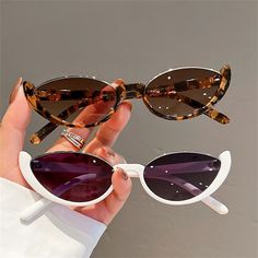 Retro Small Half Frame Sunglasses Women Cat Eye Trendy Vintage Modern Eyewear Fashion Luxury Brand Trendy Eyewear, Retro Fashion Women, Cat Eye Sunglasses Women, Cycling Sunglasses, Pink Frames, Trendy Sunglasses, Rimless Sunglasses, Small Cat, Oval Sunglasses