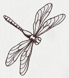 a black and white drawing of a dragonfly