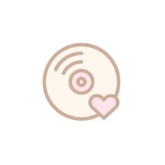 a white disc with a pink heart on it's side and the word love written in