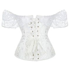 Enhance your curves with one of our incredible corsets. This overbust piece features charming short sleeves and a beautiful floral pattern. It's easy to see why drag queens rave about this corset! Materials: Polyester, Spandex, Cotton Bone material: Plastic Closure: Straps and hooks IMPORTANT: Please, measure yourself and check the size chart before placing your order. Select the size according to your natural waistline measurement. If you're in between 2 sizes, please, select the smaller one. If your bust doesn't fit in that size, you should opt for an underbust corset. The size chart is accurate. If you need help to pick the right size, please, provide your measurements at info@thedragqueencloset.com and we will advise you. Tummy Shaper, Christine Daae, Overbust Corset, White Corset, Underbust Corset, Dr Closet, Waist Measurement, Drag Queens, Bustiers