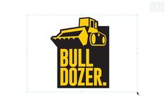 the bull dozer logo is shown in yellow and black