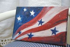 a painting of an american flag on a chair