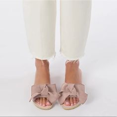 Nwob Maneb Suede Bow Sandals In Vintage Taupe. Beautiful Suede With Jute Flat Padded Sole. Tts. Still Available At Full Price On Their Website. Sandals With Bow, Leopard Print Sandals, Keen Sandals, Strappy Leather Sandals, Boho Sandals, Low Heel Sandals, Bow Sandals, Strap Sandals Women, Bow Flats