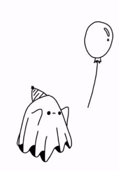 a drawing of an elephant flying with a balloon