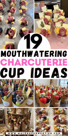 charcuterie cup ideas Catering In Cups, Wedding Appetizers In A Cup, Berry Cups For Party, Snack Bar Ideas For Party, Diy Chacutery Cups, Pre Homecoming Party Ideas Food, Charcuterie Board Ideas In Cups, Charcuterie Cups Fall, Picnic Catering Ideas