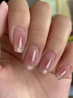 Shimmery Almond Acrylic Nails, Solid Manicure Colors, Short Square Jelly Nails, Classic Nails Elegant Spring, Cirque Colors Jelly, Short Velvet Nails, Short Gel Nails Aesthetic, Natural Aura Nails, Sheer French Tip Nails