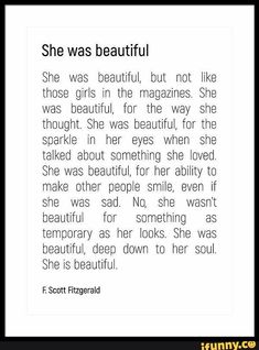 an image of a woman's face with the words she was beautiful on it