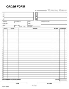 an order form is shown in black and white, with the words order form on it