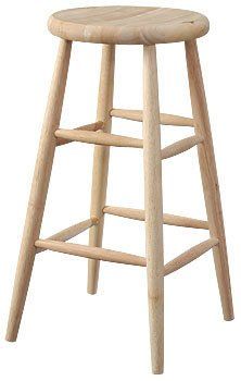 the stool is made from wood and has a wooden seat