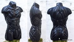 three different views of the back of a statue