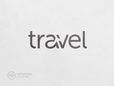 the word travel is written in black and white