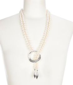 Simon Sebbag Freshwater Pearl Lariat Long Strand Necklace | Dillard's Long Drop Lariat Necklace With Pearl Chain, Elegant Long Drop Lariat Necklace With Pearl, Pearl Drop Long Lariat Necklace, Long Pearl Lariat Necklace With Pearl Drop, Elegant Silver Single Strand Long Necklace, Silver Pearl Lariat Necklace, Pearl Lariat Necklace With Single Strand, Luxury Lariat Pearl Necklace With Pendant, Silver Pearl Lariat Long Necklace