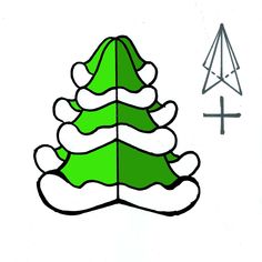 a drawing of a green christmas tree