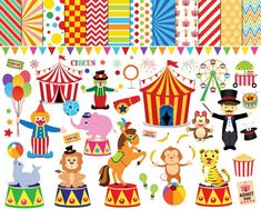 circus clipart for commercial use in scrapbooking, cards, and paper crafts